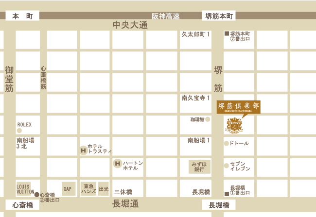 堺筋倶楽部・アンブロシア 地図